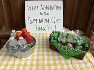 Neighbors thanking their sanitation workers