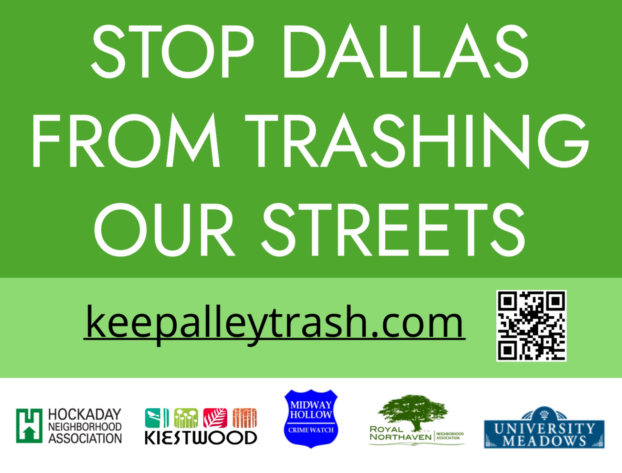 Keep Alley Trash Yard Sign